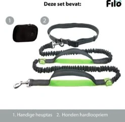 Filo Elastische Hondenriem Groot - Hardlopen En Wandelen - Hardloopriem Hond Handsfree Met Heuptasje - Looplijn Met Heupriem - Canicross Gordel Honden - Riemen - Heupgordel - Leiband -Huisdierbenodigdheden 1200x1170