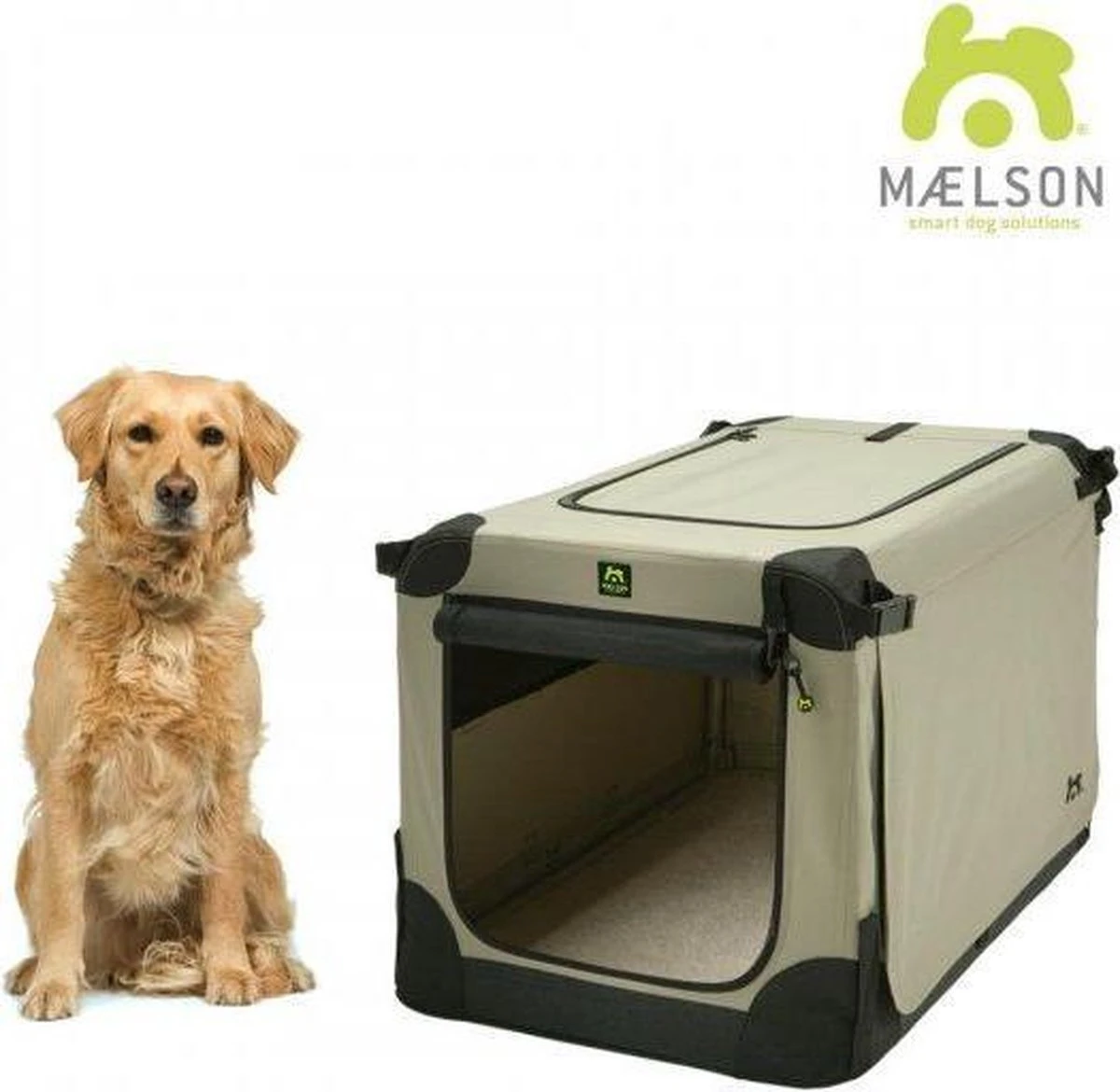 Maelson Soft Kennel - Robuuste Hondenbench Van Zacht Materiaal - Opvouwbare Kennel Met Stevig Stalen Binnenframe - Beige/zwart - XXS / XS / S / M / L / XL / XXL - 72 S 8 Maelson Soft Kennel - Robuuste Hondenbench Van Zacht Materiaal - Opvouwbare Kennel Met Stevig Stalen Binnenframe - Beige/zwart - XXS / XS / S / M / L / XL / XXL - 72 S - Afbeelding 8