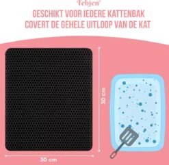 TEBJEN Kattenbakmat – Kattenbak Mat Grit Opvanger - Schoonloop Katten Mat – Dubbele Waterdichte Laag – Uitloopmat Kattenbak – Kattenbak Accessoires - Met Speelgoedmuisje En Schepje - 30cm * 30cm -Huisdierbenodigdheden 1200x1171 25