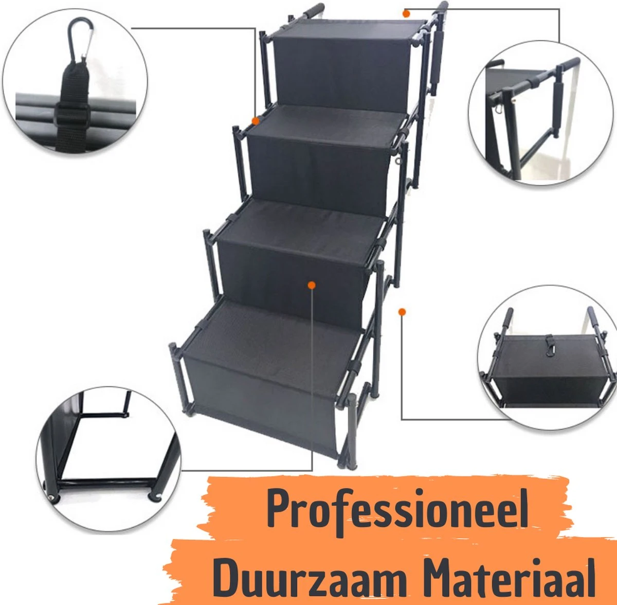 Hondentrap Inklapbaar - Extra Stevig Loopplank Hond Voor Auto - Veilig Trap Voor Hond - Anti Slip Met Coating - Zwart Deluxe 6 Hondentrap Inklapbaar - Extra Stevig Loopplank Hond Voor Auto - Veilig Trap Voor Hond - Anti Slip Met Coating - Zwart Deluxe - Afbeelding 6