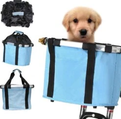 Merkloos Fietsmand Blauw Hond Premium - Boodschappentas - Hondenmand Fiets - Fietsmand Hond Voorop - Fietstas Hond - Stuurtas - Voor Mannen - Voor Vrouwen - Vrouw - Cadeau- Cadeautje