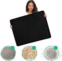 IGOODS - Kattenbakmat Met Filter - 45 X 60 - Waterdicht - Dubbele Laag - Zwart -Huisdierbenodigdheden 1200x1177 24