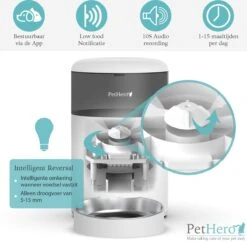 PetHero 7 Voerautomaat Wit - Smartphone Besturing - Automatische Voerbak Voor Kat Of Hond - 4.0 L -Huisdierbenodigdheden 1200x1177 4