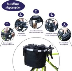 Merkloos Fietsmand Voor Honden 5 KG - Hondenmand Voor Fiets – Kunststof Mandje Hond – Fietstas Vooraan Stuur – Hondenfietsmand Voorop - Niet Geschikt Voor Elektrische Fietsen – Afneembare Fietstas – Boodschappentas – Accessoires – Opvouwbaar – Zwart -Huisdierbenodigdheden 1200x1178 11