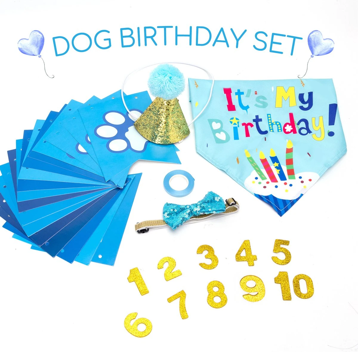 Nobleza B1T - Honden Verjaardag Bandana Set - Cadeau Hond 2 Nobleza B1T - Honden Verjaardag Bandana Set - Cadeau Hond - Afbeelding 2