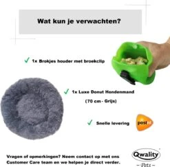 Hondenmand Donut – 70 Cm - Honden Mand – Pluche – Fluffy – Extra Zacht - Kattenmand - Hondenkussen – Kattenkussen – Bed - Wasbaar Met Rits – Hondenmanden – Rond – Bank – Grijs - Qwality -Huisdierbenodigdheden 1200x1181 19