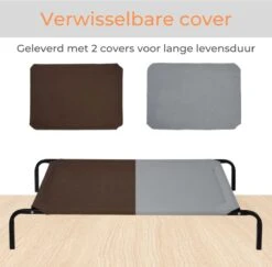 Hondenbed - Hondenstretcher - Honden Ligbed - Inclusief 2 Overtrekhoezen - XL - 110x68cm - Grijs En Koffie -Huisdierbenodigdheden 1200x1182 18