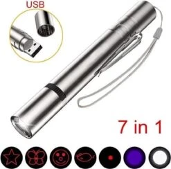 Laserpen - Oplaadbaar Met USB - Rode Laser - RVS Zilver - UV - Zaklamp - LED - Kat - Katten Speeltjes - Kattenspeelgoed - 7 Verschillende Standen -Huisdierbenodigdheden 1200x1185 27