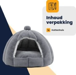 MIRO Katten Huis - Kattenhuizen - Kattenhok - Kattenmand - Dierenhuis - Extra Zacht - Grijs -Huisdierbenodigdheden 1200x1185 34