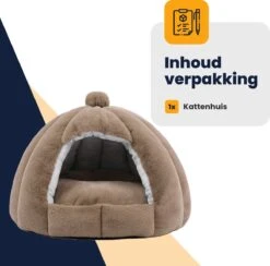 MIRO Katten Huis - Kattenhuizen - Kattenhok - Kattenmand - Dierenhuis - Extra Zacht - Bruin -Huisdierbenodigdheden 1200x1185 35