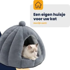 MIRO Katten Huis - Kattenhuizen - Kattenhok - Kattenmand - Dierenhuis - Extra Zacht - Grijs -Huisdierbenodigdheden 1200x1186 38