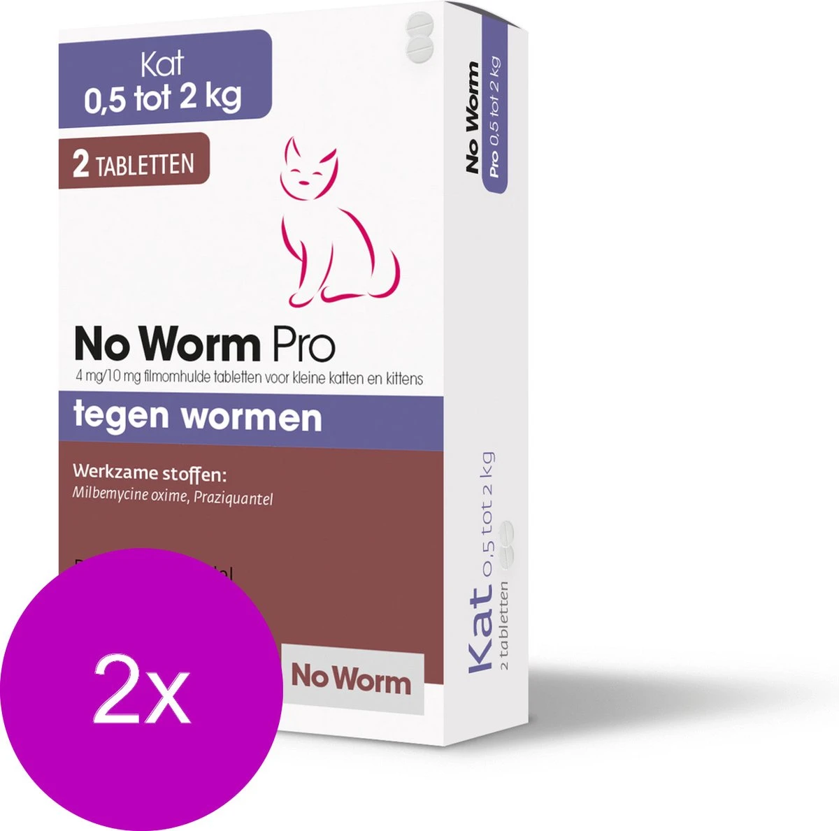 No Worm Pro Kat & Kitten - Anti Wormenmiddel - 2 X 2 Tab Vanaf 0.5 Kg Vanaf 6 Weken 2 No Worm Pro Kat & Kitten - Anti Wormenmiddel - 2 X 2 Tab Vanaf 0.5 Kg Vanaf 6 Weken - Afbeelding 2