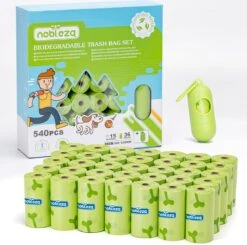 Nobleza AX6 - Hondenpoepzakjes Met Dispenser - 540 Stuks - Biologisch Afbreekbaar - Poepzakjes Hond - 36 Rollen