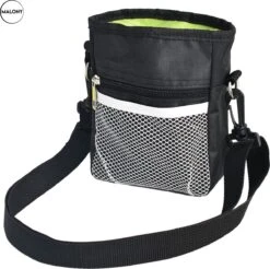 Malony Beloningstasje Voor Honden - Beloningszakje - Poepzakjes Dispenser - Verstelbare Riem - Nylon - Zwart