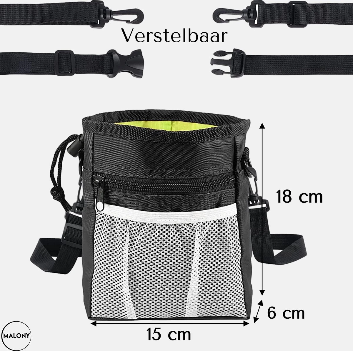 Malony Beloningstasje Voor Honden - Beloningszakje - Poepzakjes Dispenser - Verstelbare Riem - Nylon - Zwart 7 Malony Beloningstasje Voor Honden - Beloningszakje - Poepzakjes Dispenser - Verstelbare Riem - Nylon - Zwart - Afbeelding 7