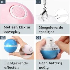 Otiume Elektrische Speelbal - Slimme Interactieve Zelfrollende Bal - Speelgoed Voor Katten - Kattenspeelgoed - Blauw -Huisdierbenodigdheden 1200x1193 32