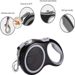 Stevige Hondenriem – 8 Meter – Swifth – Grijs – Comfort Grip – One-Touch Lock Release -Huisdierbenodigdheden 1200x1195 2