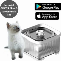 Pets Pride Drinkfontein Kat & Hond - Waterfontein 3L – Keramische Pomp – Kattenfontein Met App