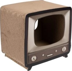 District 70 TELLY - Retro TV Krabmeubel - Instagrammable Kartonnen TV Voor Katten - 39 X 27 X 37 Cm -Huisdierbenodigdheden 1200x1197 78
