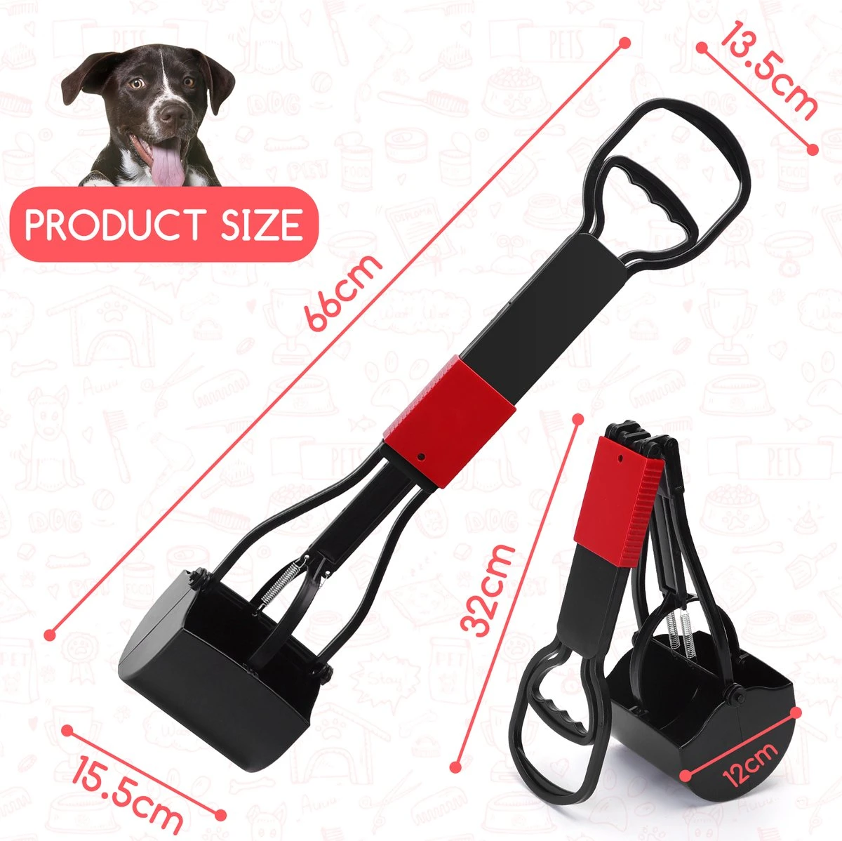 Nobleza 48A1V - Opvouwbare Poepschep Hond - Poop Grabber Scoop - 15.5x13.5x66cm - Zwart 2 Nobleza 48A1V - Opvouwbare Poepschep Hond - Poop Grabber Scoop - 15.5x13.5x66cm - Zwart - Afbeelding 2