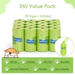 Nobleza AX4 - Hondenpoepzakjes Met Dispenser - 240 Stuks - Biologisch Afbreekbaar - Poepzakjes Hond - 16 Rollen -Huisdierbenodigdheden 1200x1200 1137