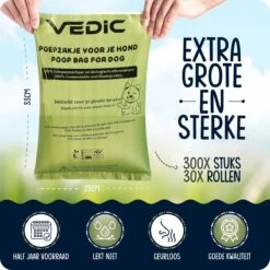 VEDIC® - Hondenpoepzakjes - 100% Composteerbaar - Biologisch Afbreekbaar - 300 Stuks - Extra Sterk - 23 X 33cm -Huisdierbenodigdheden 1200x1200 1149