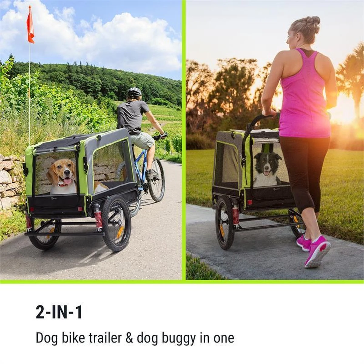 Klarfit Husky Vario 2-in-1 Hondenfietskar Hondenbuggy 240 Liter - Past Bij Alle Fietsen Met 26-28"- 600D Oxford Canvas 2 Klarfit Husky Vario 2-in-1 Hondenfietskar Hondenbuggy 240 Liter - Past Bij Alle Fietsen Met 26-28"- 600D Oxford Canvas - Afbeelding 2