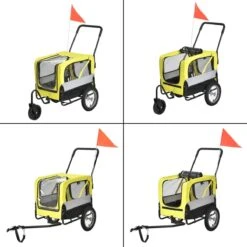 Pro-Tec Fietskar Fietsaanhanger Tot 20 Kg En Buggyfunctie Geel Zwart -Huisdierbenodigdheden 1200x1200 1237