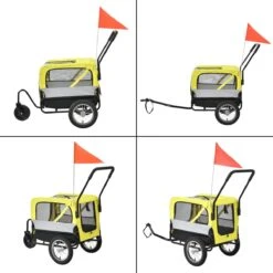 Pro-Tec Fietskar Fietsaanhanger Tot 20 Kg En Buggyfunctie Geel Zwart -Huisdierbenodigdheden 1200x1200 1238