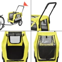 Pro-Tec Fietskar Fietsaanhanger Tot 20 Kg En Buggyfunctie Geel Zwart -Huisdierbenodigdheden 1200x1200 1239