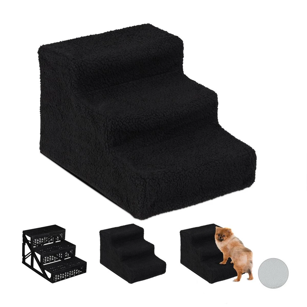 Relaxdays Hondentrap 3 Treden - Trapje Voor Honden - Opstapje Hond - Binnen - Hondentrapje - Zwart 2 Relaxdays Hondentrap 3 Treden - Trapje Voor Honden - Opstapje Hond - Binnen - Hondentrapje - Zwart - Afbeelding 2