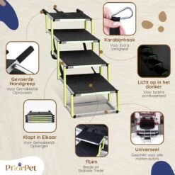 Hondentrap Auto Voor Grote En Kleine Honden PRIORPET - Oplichtende Markering - Opvouwbare Autotrap Voor Stijve Gewrichten - Hondenloopplank Geschikt Voor Alle Auto's - Antislip - 4 Treden -Huisdierbenodigdheden 1200x1200 1357