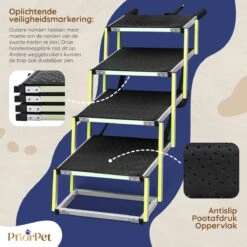 Hondentrap Auto Voor Grote En Kleine Honden PRIORPET - Oplichtende Markering - Opvouwbare Autotrap Voor Stijve Gewrichten - Hondenloopplank Geschikt Voor Alle Auto's - Antislip - 4 Treden -Huisdierbenodigdheden 1200x1200 1360