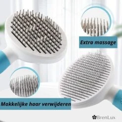 Merkloos Dierenborstel - Haarborstel Huisdieren - Borstel Voor Vacht Huisdier - Borstel Kat - Borstel Hond - Makkelijk Haar Verwijderen Met één Klik - Inclusief Speeltje - Kam Huisdier - Vachtverzorging - Massage -Huisdierbenodigdheden 1200x1200 145