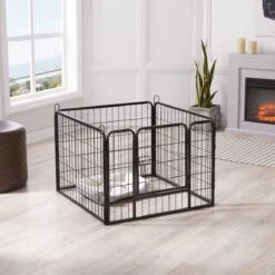 ACAZA Hondenren In 4 Panelen - Hondenkennel - Met Deur - 60 Cm Hoog - Zwart -Huisdierbenodigdheden 1200x1200 1507