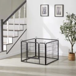 ACAZA Hondenren In 4 Panelen - Hondenkennel - Met Deur - 60 Cm Hoog - Zwart -Huisdierbenodigdheden 1200x1200 1508