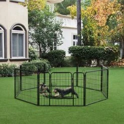 ACAZA Hondenren In 8 Panelen - Hondenkennel - Met Deur - 60 Cm Hoogte - Zwart -Huisdierbenodigdheden 1200x1200 1535