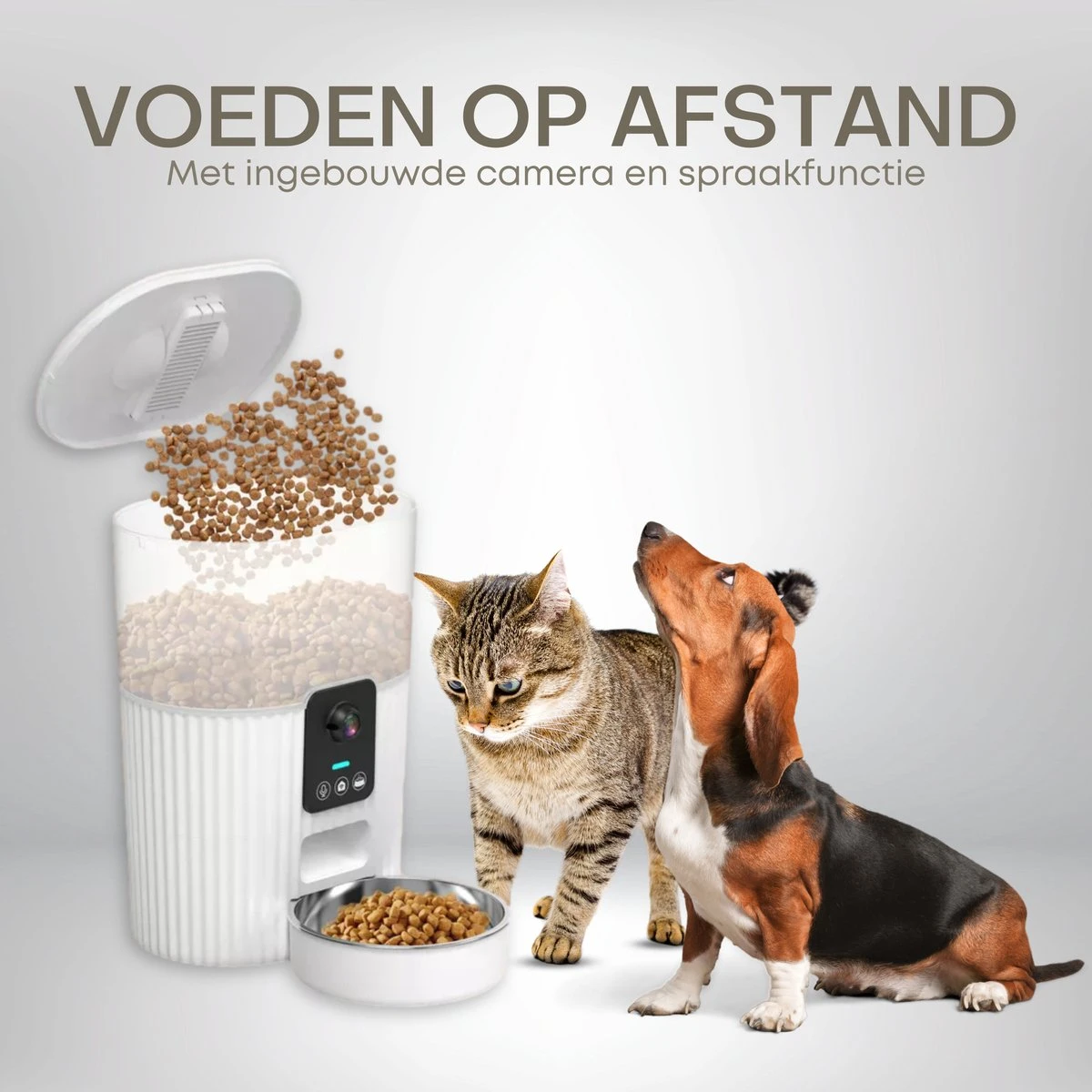 Smart Pet Feeder Voerautomaat - Breedbeeld Camera - Spraakbericht Opname - Smartphone Besturing - Automatische Voerbak Voor Kat Of Hond 3.5L 2 Smart Pet Feeder Voerautomaat - Breedbeeld Camera - Spraakbericht Opname - Smartphone Besturing - Automatische Voerbak Voor Kat Of Hond 3.5L - Afbeelding 2