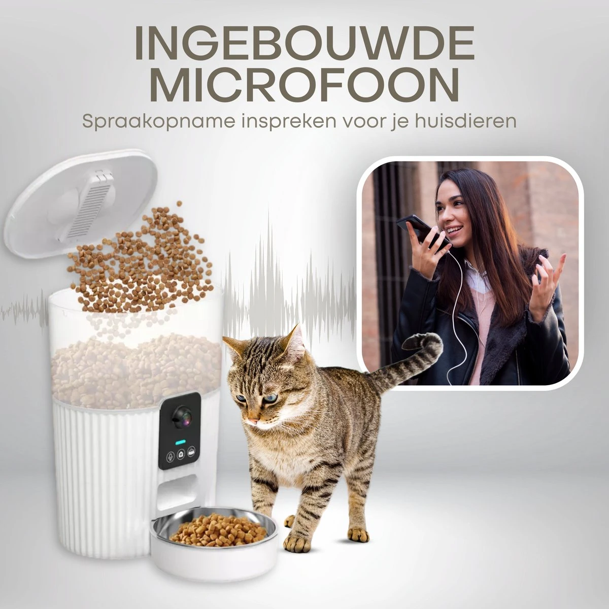 Smart Pet Feeder Voerautomaat - Breedbeeld Camera - Spraakbericht Opname - Smartphone Besturing - Automatische Voerbak Voor Kat Of Hond 3.5L 3 Smart Pet Feeder Voerautomaat - Breedbeeld Camera - Spraakbericht Opname - Smartphone Besturing - Automatische Voerbak Voor Kat Of Hond 3.5L - Afbeelding 3