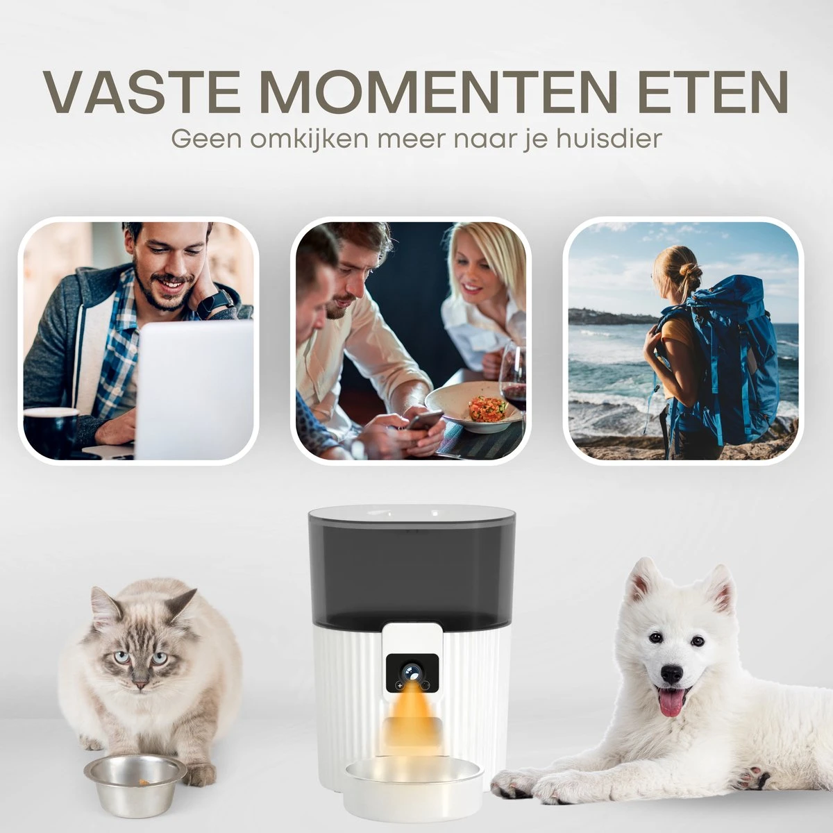 Smart Pet Feeder Voerautomaat - Breedbeeld Camera - Spraakbericht Opname - Smartphone Besturing - Automatische Voerbak Voor Kat Of Hond 3.5L 4 Smart Pet Feeder Voerautomaat - Breedbeeld Camera - Spraakbericht Opname - Smartphone Besturing - Automatische Voerbak Voor Kat Of Hond 3.5L - Afbeelding 4