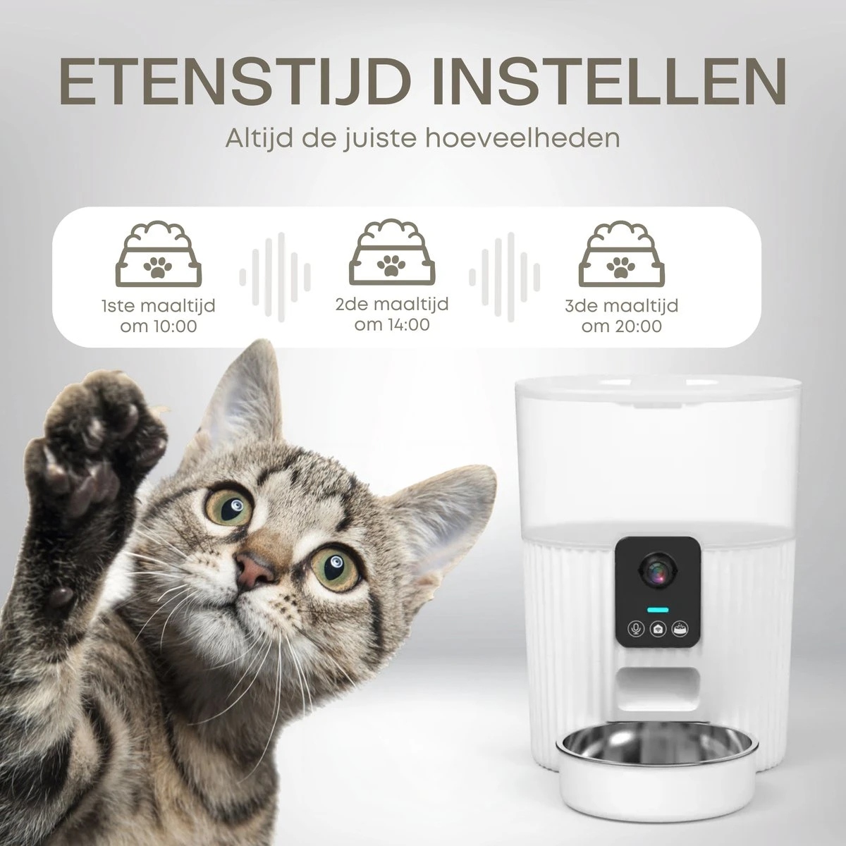 Smart Pet Feeder Voerautomaat - Breedbeeld Camera - Spraakbericht Opname - Smartphone Besturing - Automatische Voerbak Voor Kat Of Hond 3.5L 5 Smart Pet Feeder Voerautomaat - Breedbeeld Camera - Spraakbericht Opname - Smartphone Besturing - Automatische Voerbak Voor Kat Of Hond 3.5L - Afbeelding 5