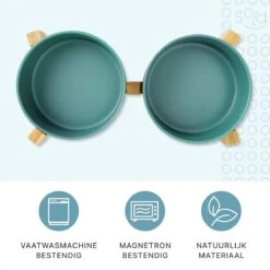 Voerbak Hond - Voerbak Kat - Drinkbak - Met Bamboe Standaard - 2x 400 Ml - Maat S - Groen Mat -Huisdierbenodigdheden 1200x1200 1628