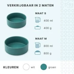 Voerbak Hond - Voerbak Kat - Drinkbak - Met Bamboe Standaard - 2x 400 Ml - Maat S - Groen Mat -Huisdierbenodigdheden 1200x1200 1630