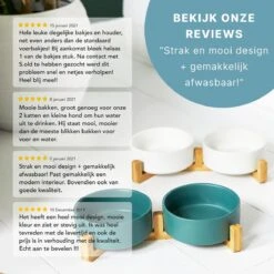 Voerbak Hond - Voerbak Kat - Drinkbak - Met Bamboe Standaard - 2x 400 Ml - Maat S - Groen Mat -Huisdierbenodigdheden 1200x1200 1632