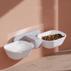 Nixnix - Dubbele Voerbak - Kleine Hondenbak - Voederbak - Wandbevestiging - Kattenbak - Hond - Poes - Puppy's - Hondenbrokken - Kattenbrokken - Drinkbak - Dog Bowl - Dieren