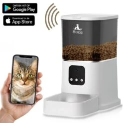 Hozie® Voerautomaat - App En Full HD Camera - Automatische Voerbak Kat Of Hond - Voerinhoud 6 Liter - Voerdispenser - Wit