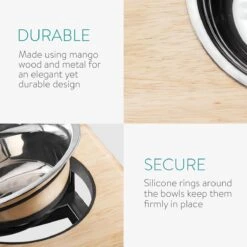 Navaris Houder Voor Dubbele Voerbak - In Hoogte Verstelbaar Voederstation Van Hout En Metaal - Inclusief 2 Roestvrijstalen Bakken - Voor Honden -Huisdierbenodigdheden 1200x1200 1958