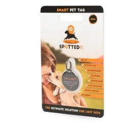 Spotted! Pro Smart Pet Tag – Dierenpenning – QR Code – NFC Chip – Voor Honden – Medium – Ø3.4cm - Zilver