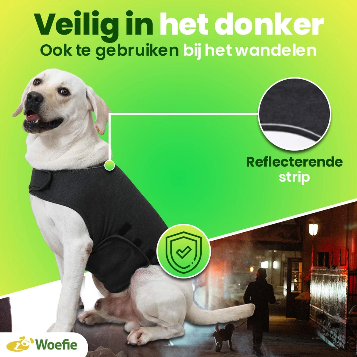 Woefie Honden Anti Stress Vest - Hond Blaffen - Maat S - Reflecterend - Thundershirt - Grijs 5 Woefie Honden Anti Stress Vest - Hond Blaffen - Maat S - Reflecterend - Thundershirt - Grijs - Afbeelding 5