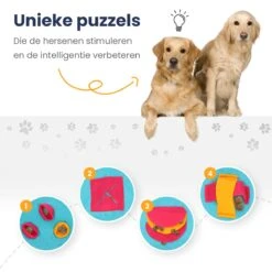 Snuffelmat 70x70cm Inclusief Rubberen Massage Bal & E-book - Speelmat Hond - Denkspel Hond - Puppy Speelgoed - Anti Schrok Mat - Honden Snoepjes - Cadeau Tip -Huisdierbenodigdheden 1200x1200 2206
